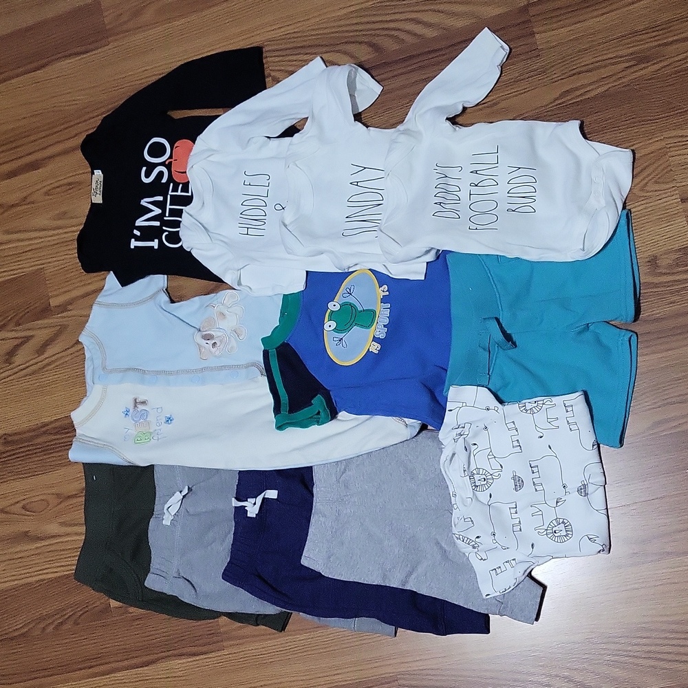 12 piece baby boy clothing lot boys 3-6M onesies joggers shorts shirt Carter's